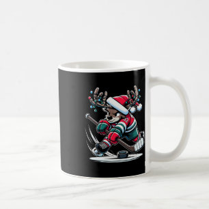 Reindeer Hockey Player Slapshot Stag In Festive Ho Coffee Mug