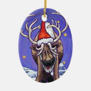 Reindeer Holiday Ceramic Ornament