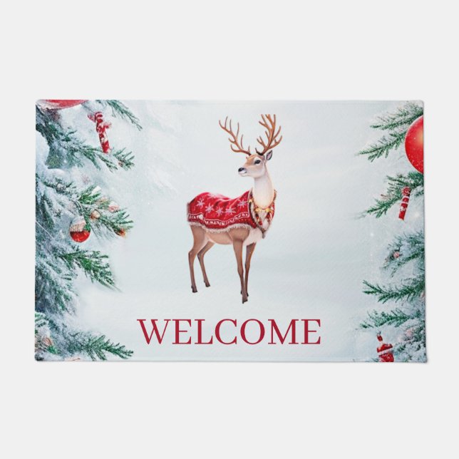 Reindeer Holiday Doormat (Front)