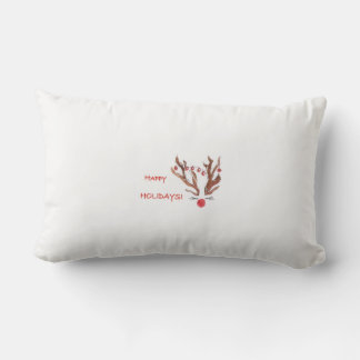 Reindeer Holiday Lumbar Indoor Outdoor Pillow