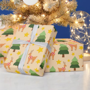 Reindeer Holiday Magic Christmas Tree Seamless Wrapping Paper