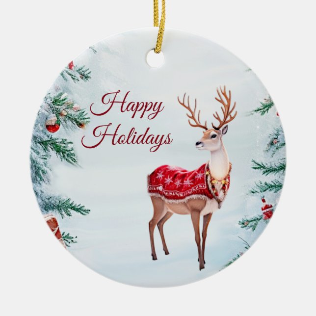 Reindeer Holiday Ornament (Front)
