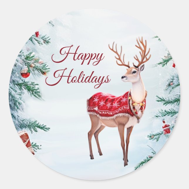 Reindeer Holiday Sticker (Front)