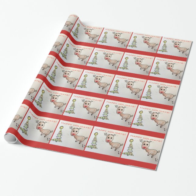 Reindeer Holiday Wrapping Paper by Stella (Unrolled)