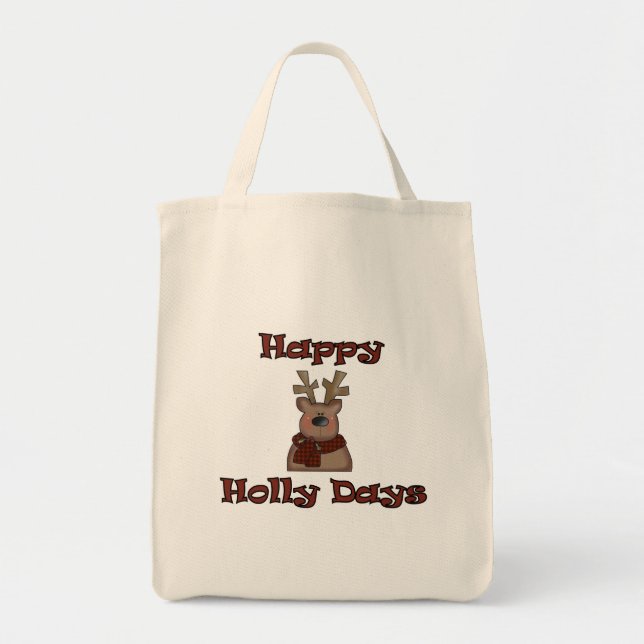 Reindeer Holly Days Tshirts and Gifts Tote Bag (Front)