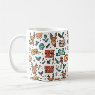 Reindeer Holly Jolly Christmas Typography Coffee Mug