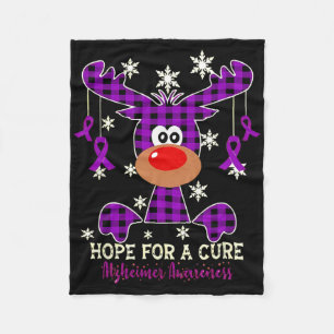Reindeer Hope For A Cure Heimerheimer Awareness Fleece Blanket