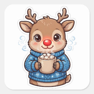 Reindeer Hot Cocoa Christmas Sticker