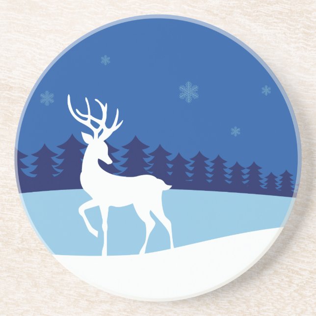 Reindeer Illustration coaster (Front)