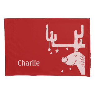 Reindeer illustration custom name pillowcases
