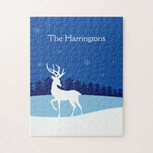 Reindeer illustration custom name puzzle