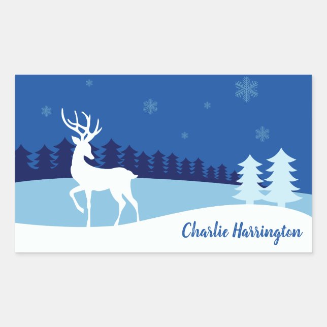 Reindeer illustration custom name stickers (Front)