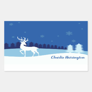 Reindeer illustration custom name stickers