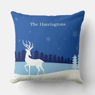 Reindeer Illustration custom name throw pillows