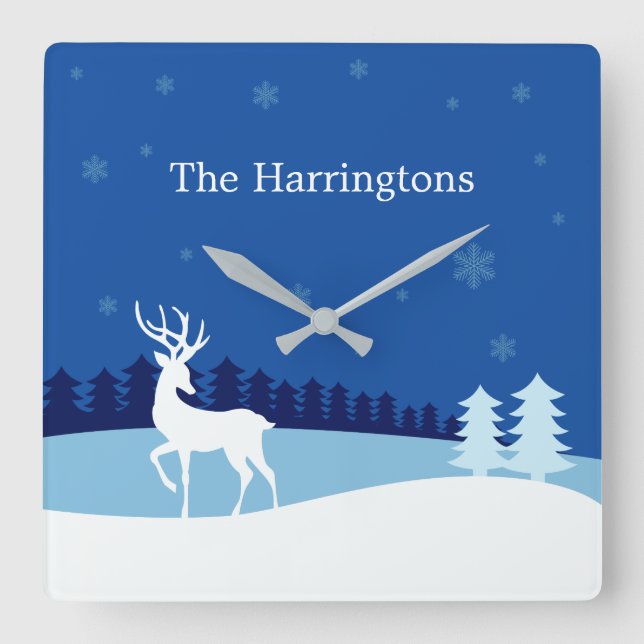 Reindeer Illustration custom name wall clock (Front)