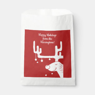 Reindeer illustration custom text favour bags