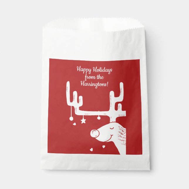 Reindeer illustration custom text favour bags (Front)