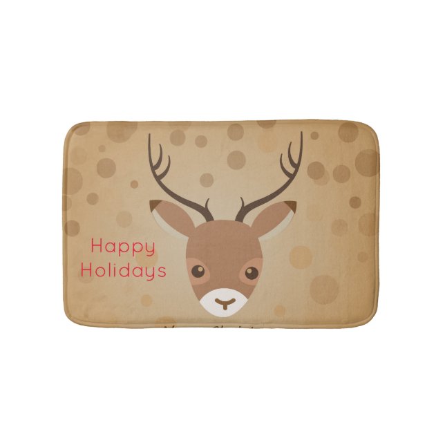 reindeer Illustration on a brown background Bath Mat (Front)