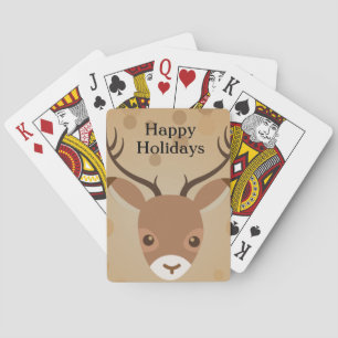 reindeer Illustration on a brown background Playing Cards