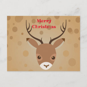 reindeer Illustration on a brown background Postcard