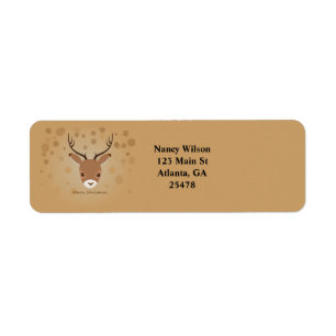 reindeer Illustration on a brown background Return Address Label