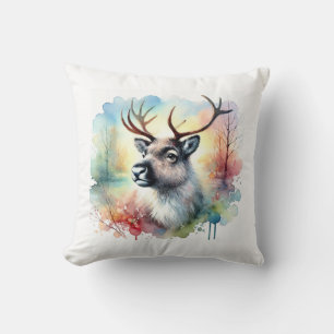 Reindeer in a Colorful Wilderness 120724AREF123 - Cushion