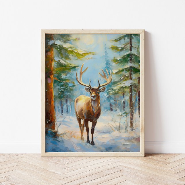 Reindeer in a Winter Forest Modern Art Poster (Creator Uploaded)
