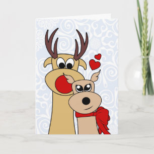 Reindeer in love Christmas Greeting Card