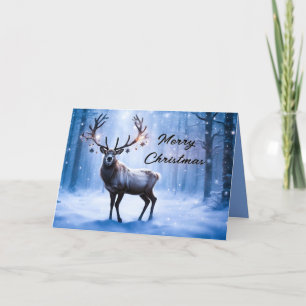 Reindeer in Magical Forest Christmas Card