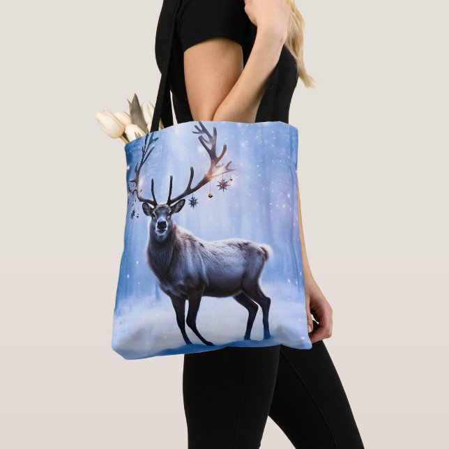 Reindeer in Magical Forest Tote Bag (Close Up)