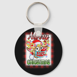 Reindeer In Mask Matching Family Pajama Christmas Key Ring