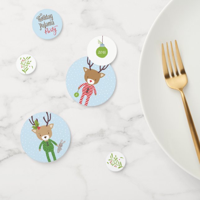 Reindeer in Pyjamas Holiday Party Confetti (Group)