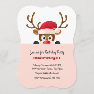 Reindeer in Santa Cap Invitation