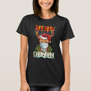 Reindeer In Sunglasses Wearing Mask Merry Christm T-Shirt