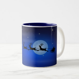 Reindeer in the Night Sky Two-Tone Coffee Mug