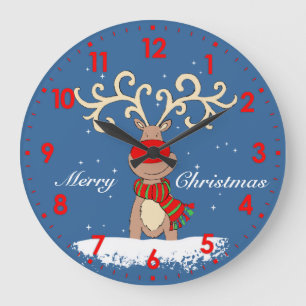 Reindeer in the snow graphic Christmas wall clock