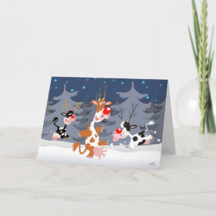 Reindeer in the snow greeting card