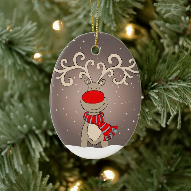 Reindeer in the snow grey ornament (Tree)