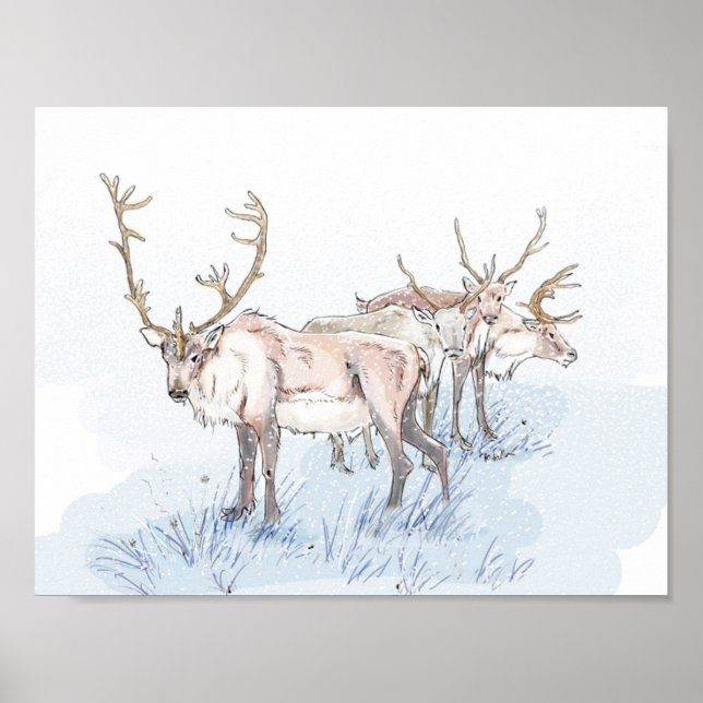 Reindeer in the Snow Print (Front)