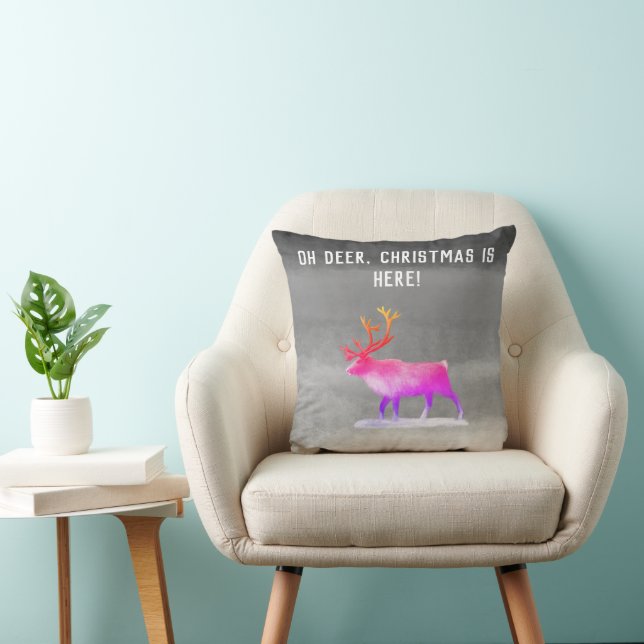 Reindeer in winter day  cushion (Chair)