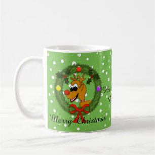 Reindeer in Wreath Christmas Mug