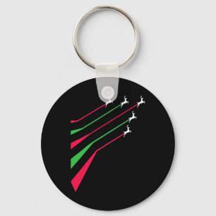 Reindeer jets patriotic stripe red and green merry key ring