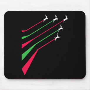 Reindeer jets patriotic stripe red and green merry mouse pad