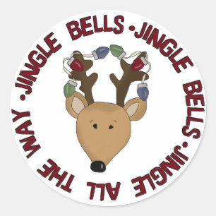 Reindeer Jingle Bells Tshirts and Gifts Classic Round Sticker