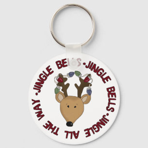 Reindeer Jingle Bells Tshirts and Gifts Key Ring