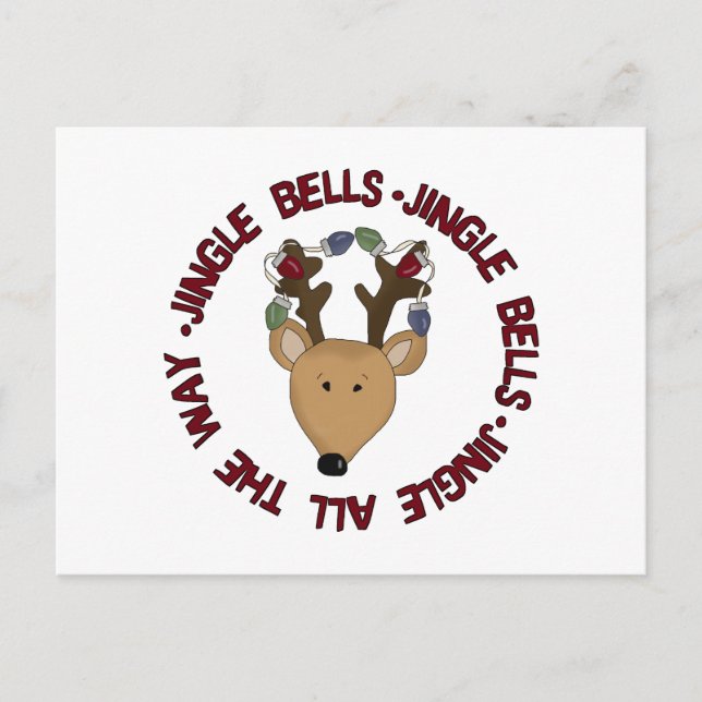 Reindeer Jingle Bells Tshirts and Gifts Postcard (Front)