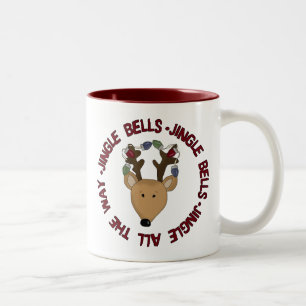 Reindeer Jingle Bells Tshirts and Gifts Two-Tone Coffee Mug