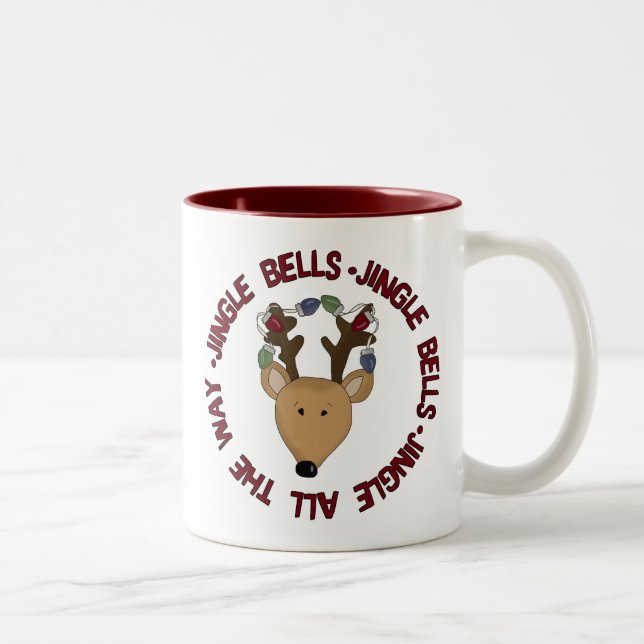 Reindeer Jingle Bells Tshirts and Gifts Two-Tone Coffee Mug (Right)