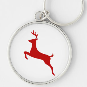 Reindeer Jump Christmas Red Silhouette Golf Balls Key Ring