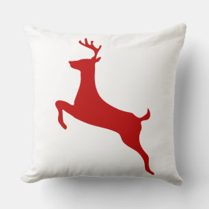 Reindeer Jump Christmas Red Silhouette T-Shirt Cushion